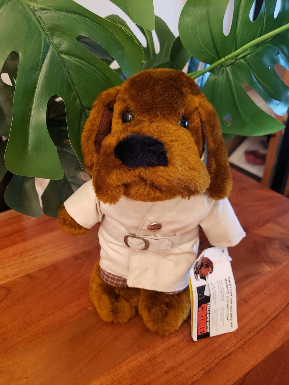 1979 Vintage Detective Dog Plush Toy Brown Trench Coat Collectible Retro Rare No
